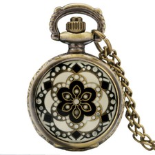Lovely Flower Design Women Quartz Pocket Watch 80cm Necklace Chain Gift