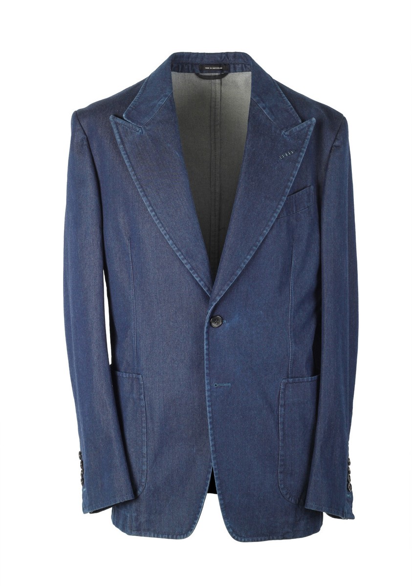 TOM FORD Shelton Blue Denim Sport Coat Size 48 / 38R U.S.