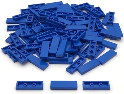 Lego 100 New Blue Tiles 1 x 3 Flat Smooth Pieces