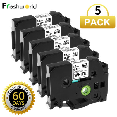 Brother Genuine P-Touch, TZe-231 5 Pack Tape TZE2312PK Black Print White Tape