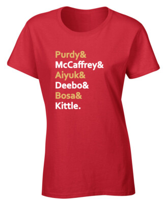 San Francisco 49ers Line Up Purdy, Deebo, Kittle Women's T-Shirt