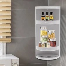 3-Tier 10.6*10.6*25.6in PP Gray/White Home-use Arcs Cosmetic Storage Shelves