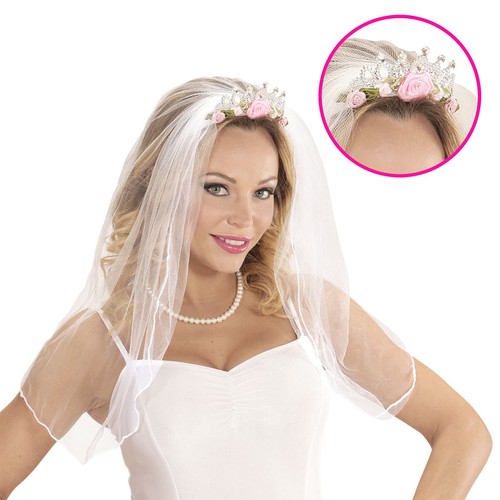 TIARA \u0026 BRAUT SCHLEIER Junggesellinnenabschied Haarreif Hochzeit JGA Krone  07063 | eBay