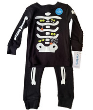 Carter's Pajamas 12 Months 2 Pc Glow in the Dark Spooky Eyes Halloween Skeleton