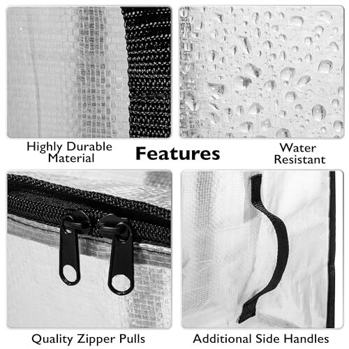 Heavy Duty Moving Bags or Storage Bags – Storage Bins with Lids, 8 Pack Clear - Picture 5 of 7