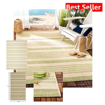 Elegant Courtyard Stripe Area Rug - 5'3'' x 7'7'' - Easy Care, Durable Design