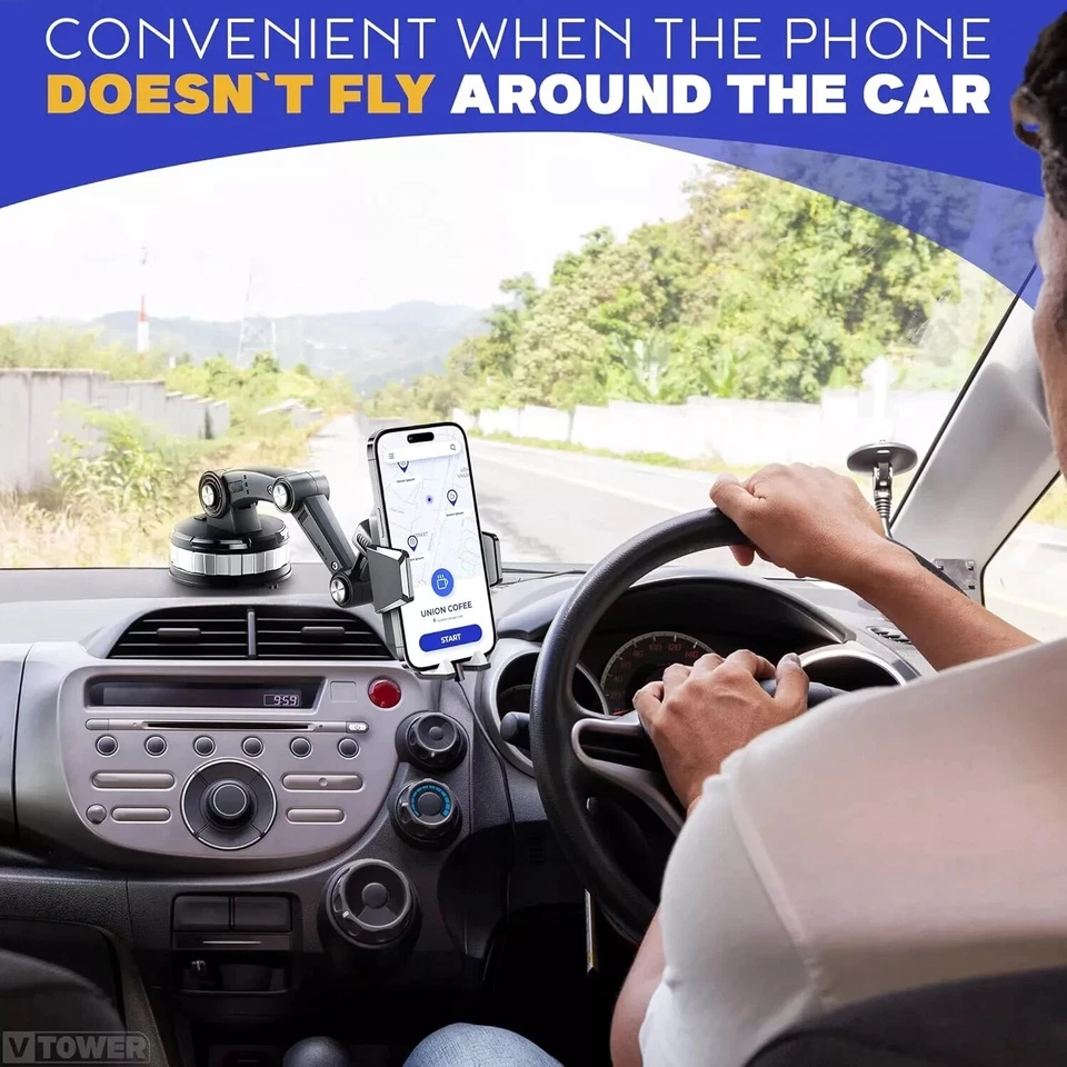 Car Van Trunk Phone Holder Stand Windscreen Dashboard Mobile Support GPS Suction - Image 2 of 4