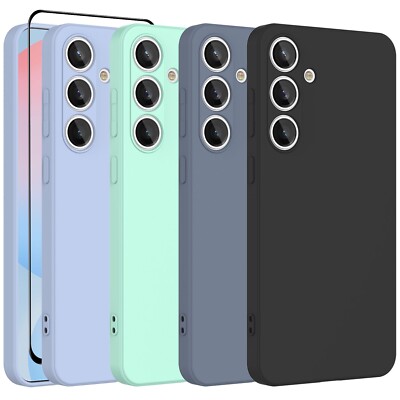 For Samsung Galaxy S25 Ultra S24 FE S23 Plus Silicone Case with Screen Protector