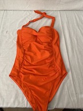 women's 1 piece swimsuit size small orange