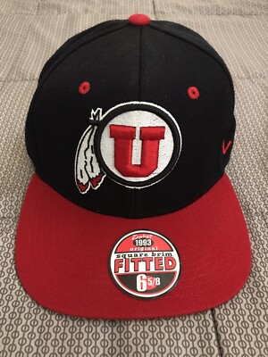 NWT Utah Utes Fitted Hat 5/8 Zephyr Baseball Cap NCAA Black/Red