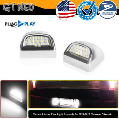 GTINTHEBOX Chrome License Plate Light Assembly for 1999-2013 Chevrolet Silverado