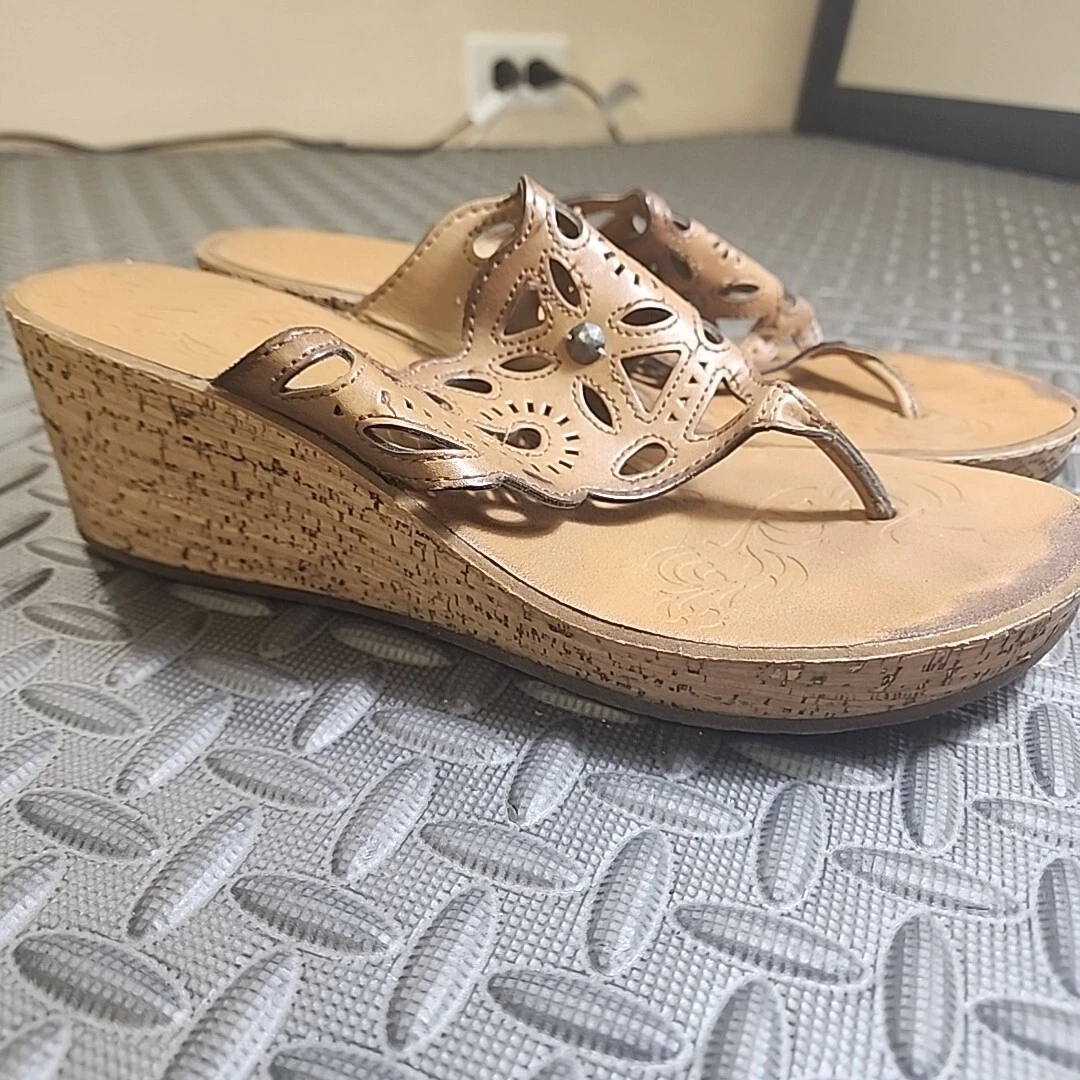 Sandali Clarks zeppa donna 11 marroni marroni marroni comodi perizoma sughero plateau infradito