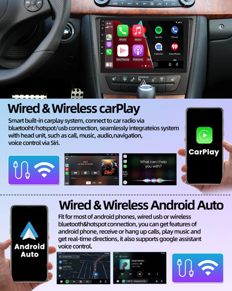 Android Carplay Car Stereo For Mercedes Benz E-W211 E320 E500 E350 CLS-W219 GPS Foto 4 de 4
