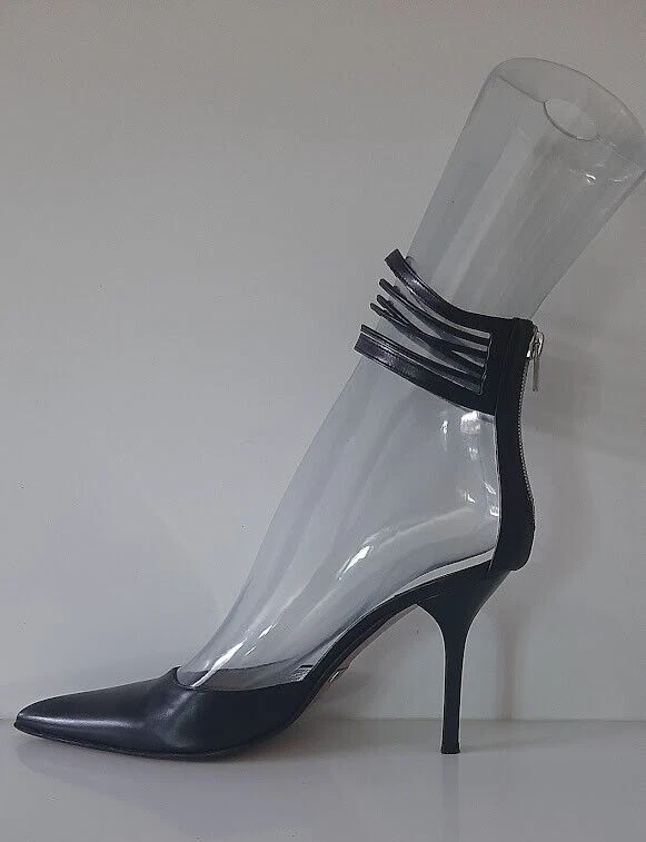 Zapatos de noche NICOLE MILLER Couture para mujer talla 7,5 punta puntiaguda zapatos de salón cremallera negros Foto 2 de 4