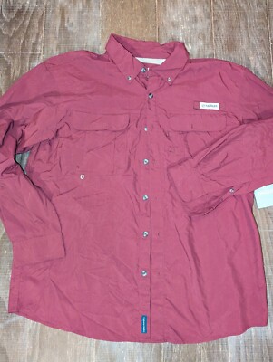 Magellan Men's Long Sleeve Fishing Shirt Laguna Madre Red Wine Large NWT