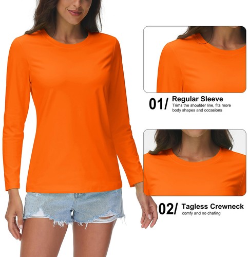 UPF 50+ Women's Long Sleeve Hiking Sun Shirts Quick Dry Gym Workout Casual Tops - Picture 51 of 103
