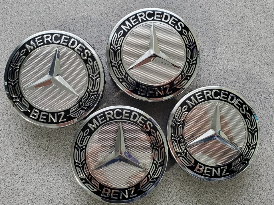 Set of 4 75MM Wheel Center Rim Caps Hubcaps for Mercedes-Benz AMG Black ...