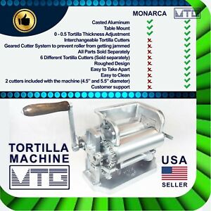 MTG Tortilla Machine - Roller & Crank Full PK 2 Cutters Included 4.5