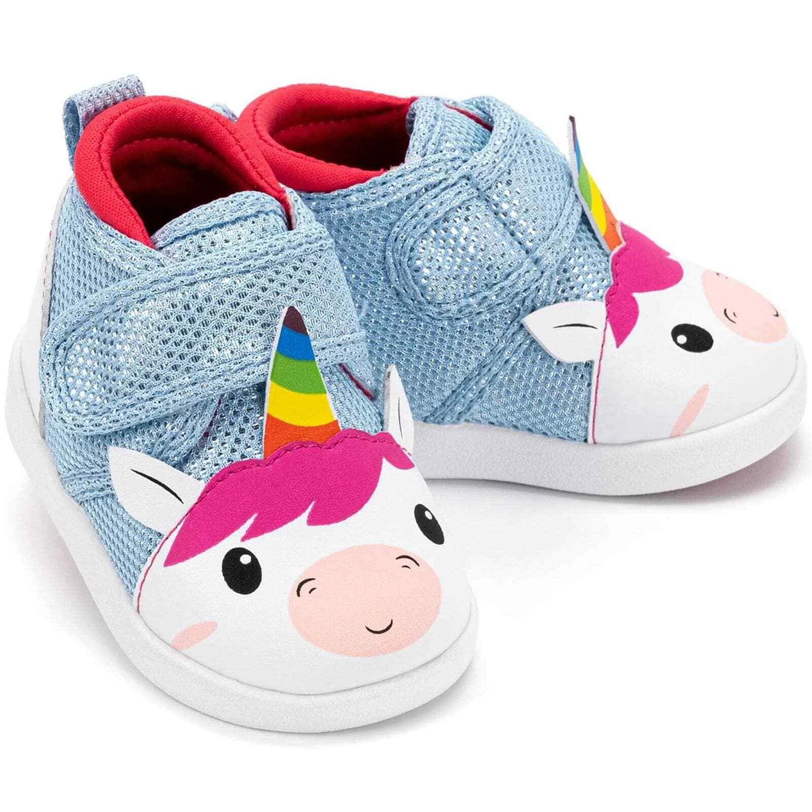 ikiki Unicorn Squeaky Toddler Shoes V1 | White/Sparkly Blue
