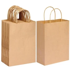 Moretoes 35pcs Gift Bags, Paper Bag with Handles, 7.1x3.6x9.3in, Brown Paper ...