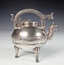 Unusual Chinese Export Silver Teapot with Figural Spout
