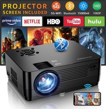 Projector with 5G WiFi and Bluetooth, Native 1080P Projector Projector Screen...