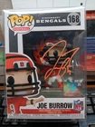 Signed Funko Pop Vinyl!  168  Joe Burrow  NFL Sticker and Fanatics Hologram .