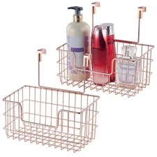 JUNCHU CHERRY Rose Gold Wire Hanging Baskets 2-Pack Wall Mount Kitchen Bathroom