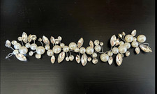 Pearl  Crystal Leaf Bridal Hair vine