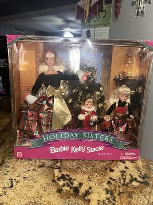 VINTAGE 1998 HOLIDAY SISTERS BARBIE KELLY STACIE DOLL MATTEL NOS NEW BOX # 19809
