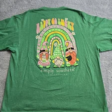 Simply Southern Shirt Women XXL Short Sleeve Green Happy Go Luck St. Patricks
