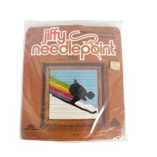 Vintage Jiffy Sunset Designs Skiing Needlepoi...