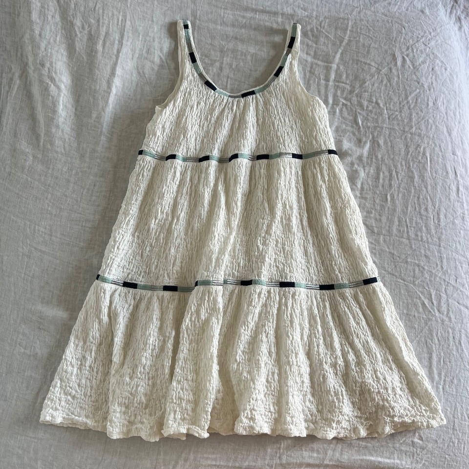 Country Road White Textured Crinkle Tiered Sun Dress Size XS Beach Summer Mini