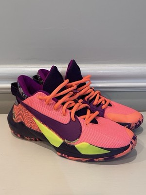 Nike Zoom Freak 2 Basketball Shoes Boys Size 5Y Bright Mango Purple CZ4177 800