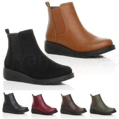 DAMEN NIEDRIGER KEILABSATZ REISSVERSCHLUSS STRETCH BEQUEM CHELSEA STIEFEL GRÖSSE