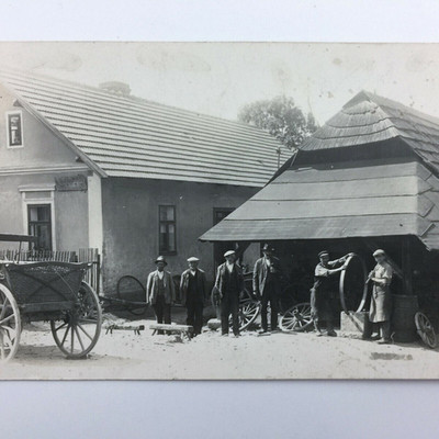 Antique RPPC Wagon Repair Wheelwright Shop Unposted Real Photo Postcard
