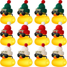 12 Pcs Mini Rubber Ducks with Sunglasses/ Glasses and Hats/ Necklace, Cruise Rub