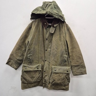 Barbour Vintage Northumbria Wax Country Green Hooded Coat Waterproof Jacket C 42