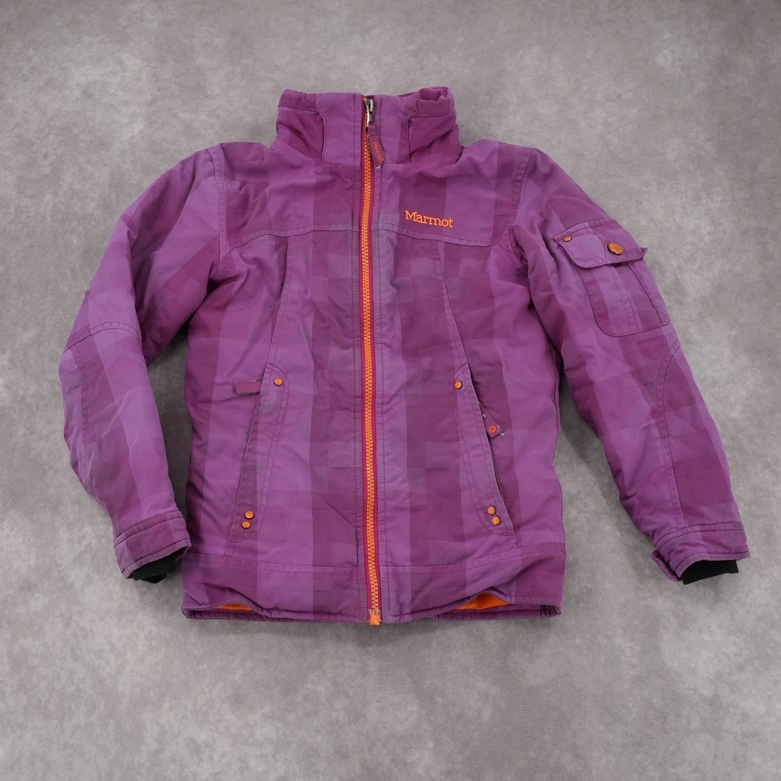 Marmot Kids Ski/Snowboard Jacket Purple Plaid Orange Zip Outdoor Size XS
Opens in a new window or ta