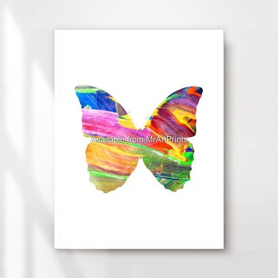 Bunte Schmetterling Silhouette Gemälde Kunstdruck Poster leuchtende leuchtende Farben