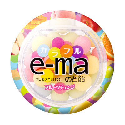 Japan UHA Pippin e-ma Throat Candy Container Colorful Fruits Change 33g×6 cases