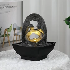 Tabletop Water Fountain Desktop Humidifier Indoor Waterfall Fountain Home Dec...