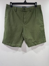 Banana Republic Aiden Shorts Mens 34 Olive Green Cotton Chino Flat Front Resort