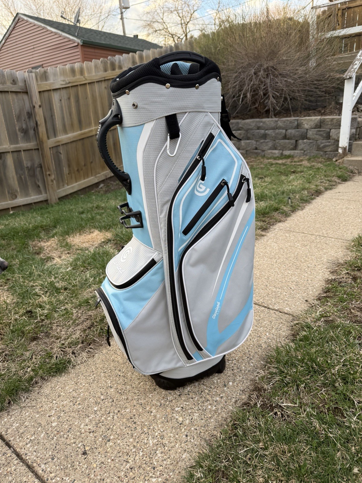 Cart Bag Light Blue White Black 14-way Divider 7 Pockets