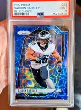 2024 Panini Prizm Saquon Barkley #232 Choice Blue Prizm #/14 PSA 9