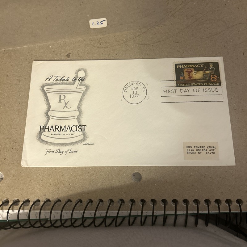 PHARMACY #1473 US FIRST DAY COVER 1972, ARTMASTER CACHET Cincinnati Ohio