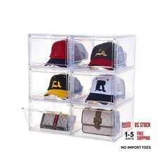 Hat Organizer for Baseball Caps,set of 6, Transparent Storage Box Clear white