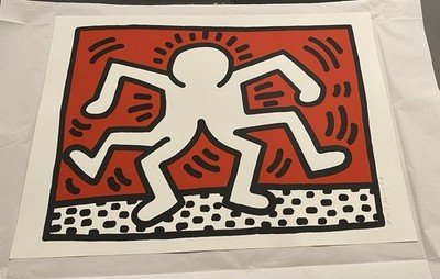  After  Keith Haring Reproduction Of Double Man 1986 Hand Signed 30x22 