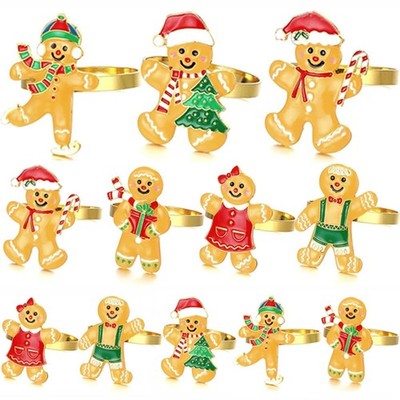 WILLBOND 12 Pieces Christmas Napkin Rings Holders for Multicolor 