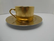 Philippe Deshoulieres Porcelaine de Limoges France Gold CARAT Cup & Saucer